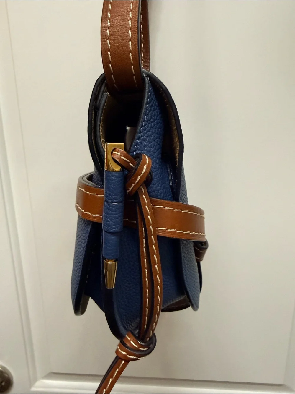 Loewe Small Gate Bag Leather Crossbody Bag with Tan Strap Excellent!